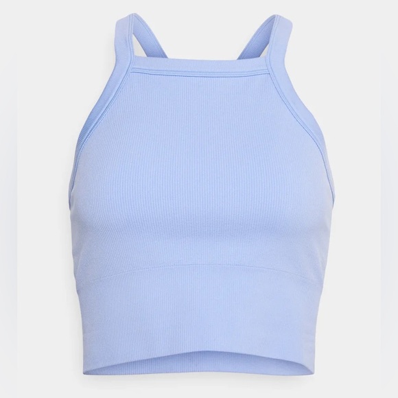 Athleta Aurora Seamless High Neck V-Back Tank in Swallowtail Blue (S) - Picture 2 of 6